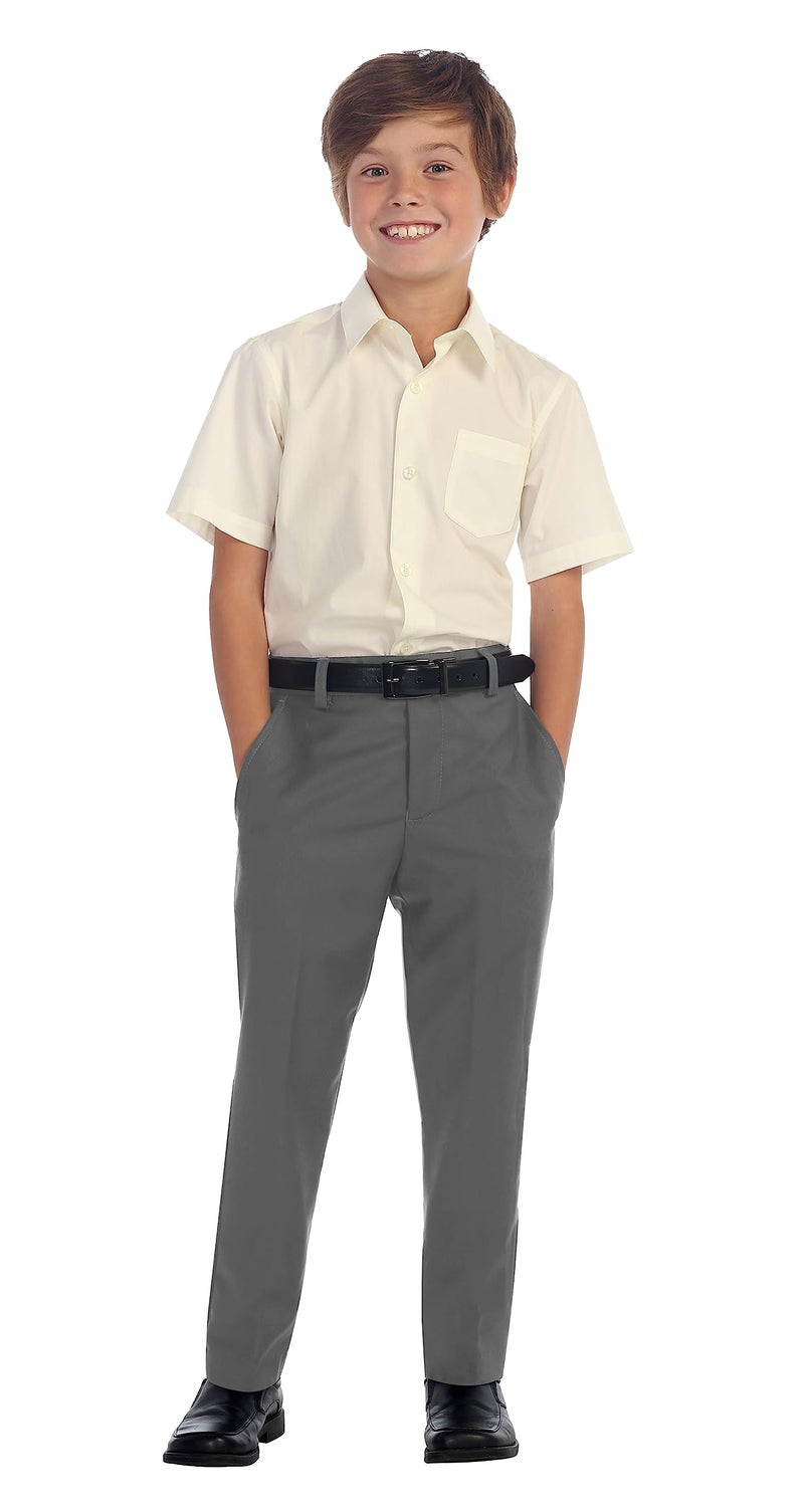 Gioberti Boys Flat Front Dress Pants, Gray, 10 - Image 2